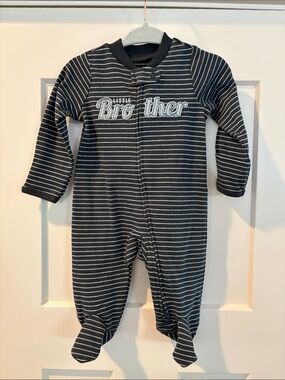 Carter’s Little Brother Striped Footie One-Piece - Blue Light Blue 0-3 Months